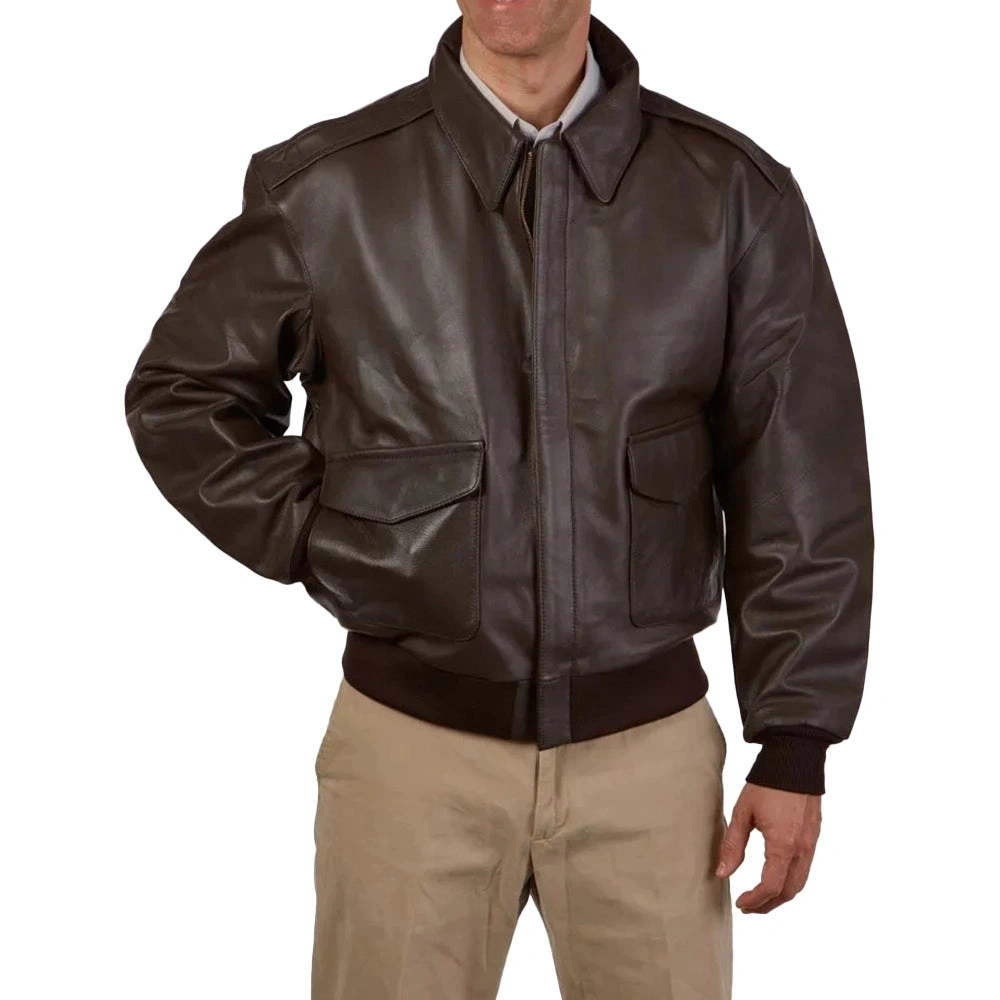 Vintage Lederjacke A2 Bomber Braun Used Look Fliegerjacke Echtleder Herrenjacke Retro Stil